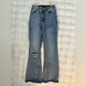 SHEIN Flare high waisted tight fit ripped jeans